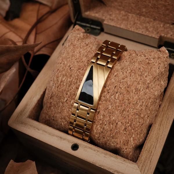 HOLZKERN | Herrenarmband Bandlett Looper Ahornholz Gold