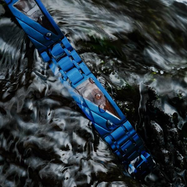 HOLZKERN | Herrenarmband Bandlett Looper Leadwood Blau