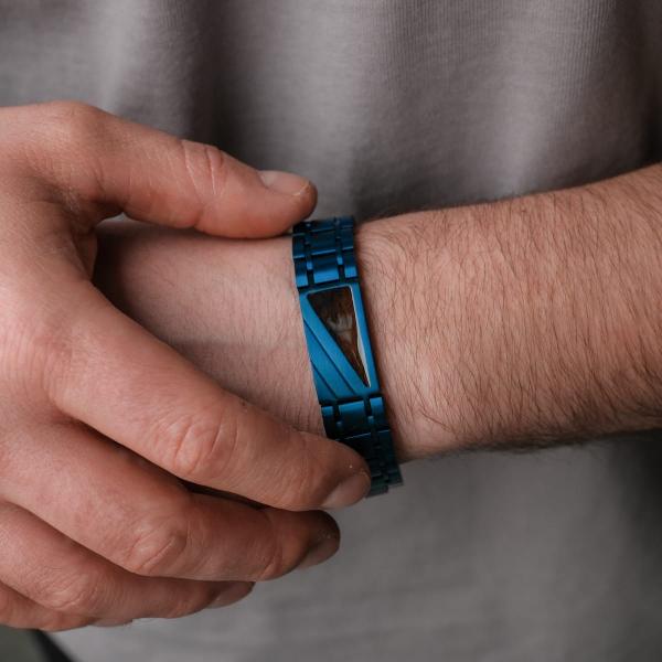 HOLZKERN | Herrenarmband Bandlett Looper Leadwood Blau