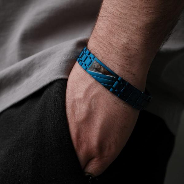 HOLZKERN | Herrenarmband Bandlett Looper Leadwood Blau