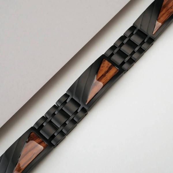 HOLZKERN | Herrenarmband Bandlett Looper Zebranoholz Schwarz