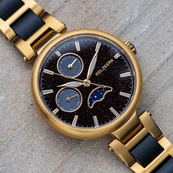 HOLZKERN | Moonbow Damen Armbanduhr (Aventurin / Ahorn)