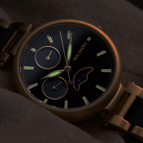 HOLZKERN | Moonbow Damen Armbanduhr (Aventurin / Ahorn)