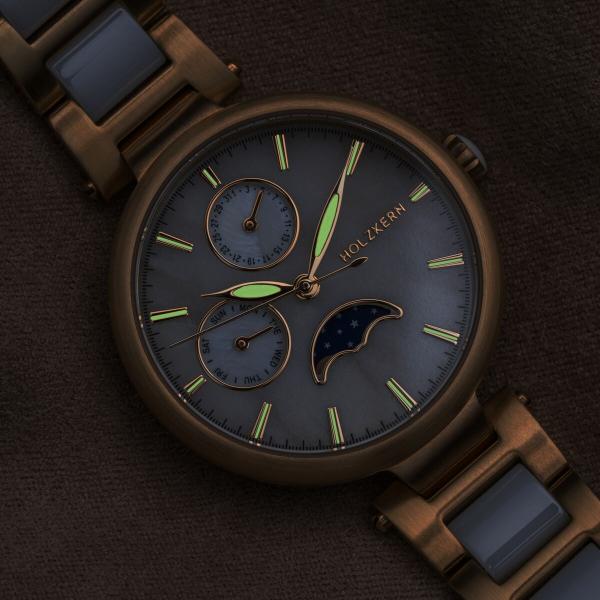 HOLZKERN | Moonbow Damen Armbanduhr (Marmor / Keramik)