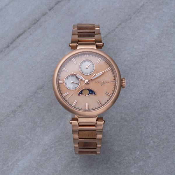 Preview: HOLZKERN | Moonbow Damen Armbanduhr (Quarzit / Walnuss)