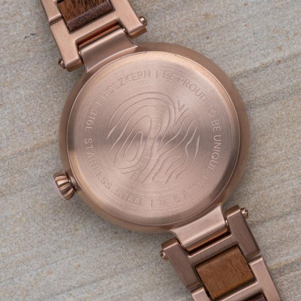 HOLZKERN | Moonbow Damen Armbanduhr (Quarzit / Walnuss)