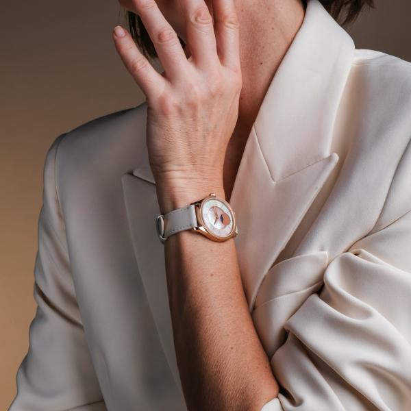 HOLZKERN | Moonray Damen Armbanduhr (Perlmutt / Grau)