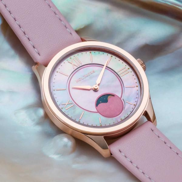 Preview: HOLZKERN | Moonray Damen Armbanduhr (Perlmutt / Rosa)
