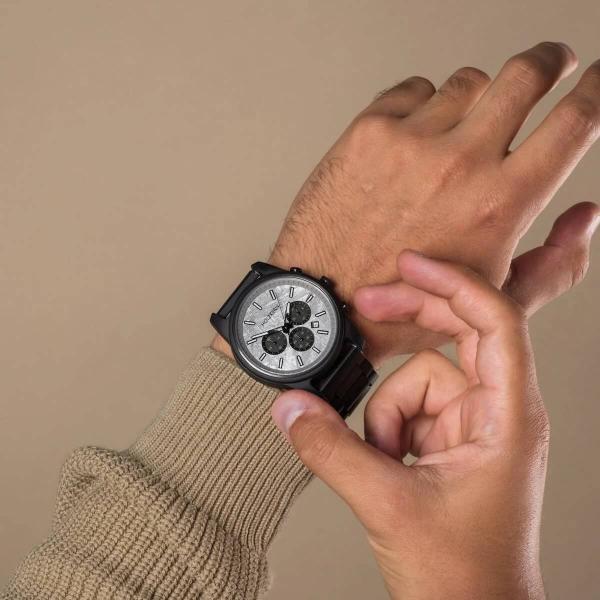 HOLZKERN | Nordwand Waldlauf Herren Chronograph (Ahornholz / Felsgrau)