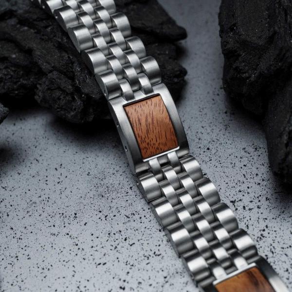 HOLZKERN | Armband Bandlett Pentachord (Koaholz / Silber)