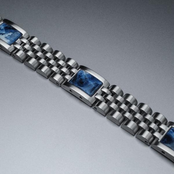 HOLZKERN | Armband Bandlett Pentachord (blauer Marmor / Silber)