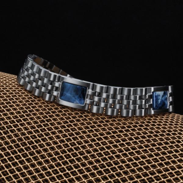 HOLZKERN | Armband Bandlett Pentachord (blauer Marmor / Silber)