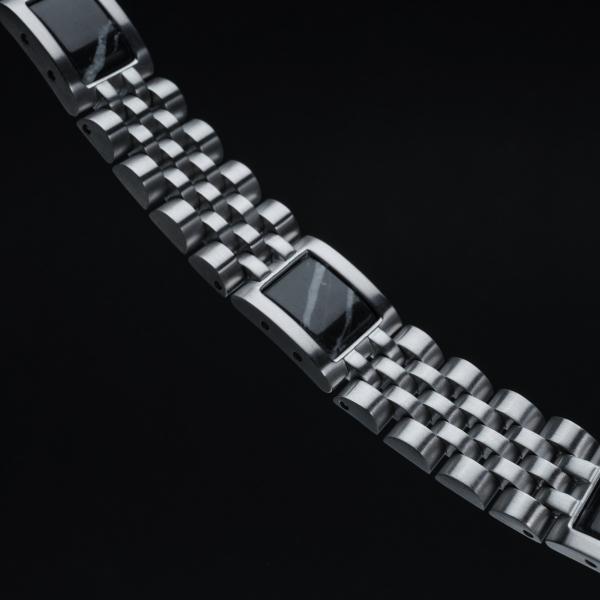 Preview: HOLZKERN | Armband Bandlett Pentachord (schwarzer Marmor / Silber)