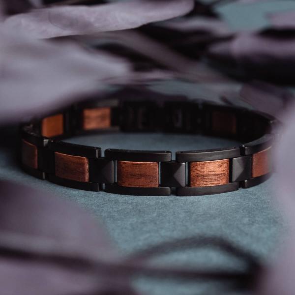 Preview: HOLZKERN | Bandlett Armband Rhapsodie Walnussholz Schwarz