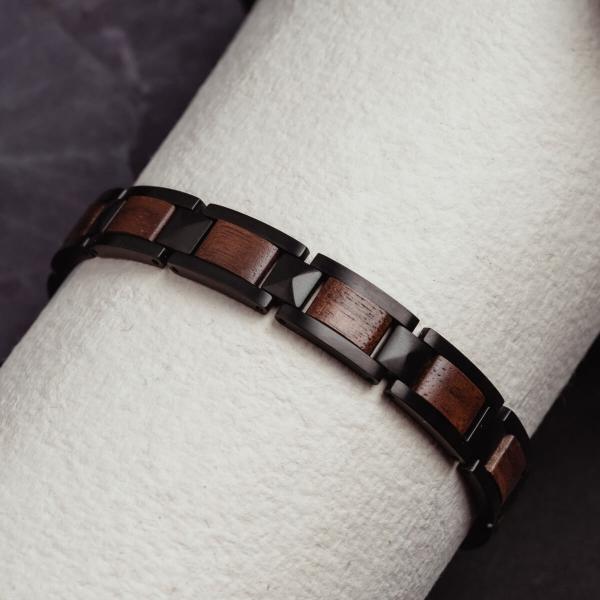 Preview: HOLZKERN | Bandlett Armband Rhapsodie Walnussholz Schwarz