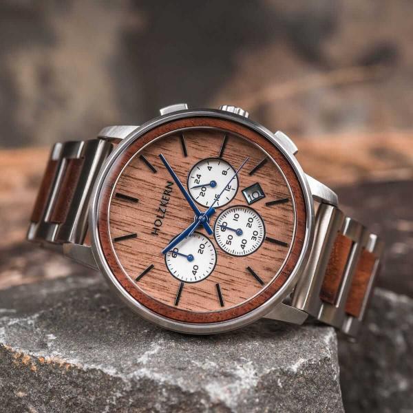 HOLZKERN | Sauvestre Shape Herren Chronograph Holzarmbanduhr