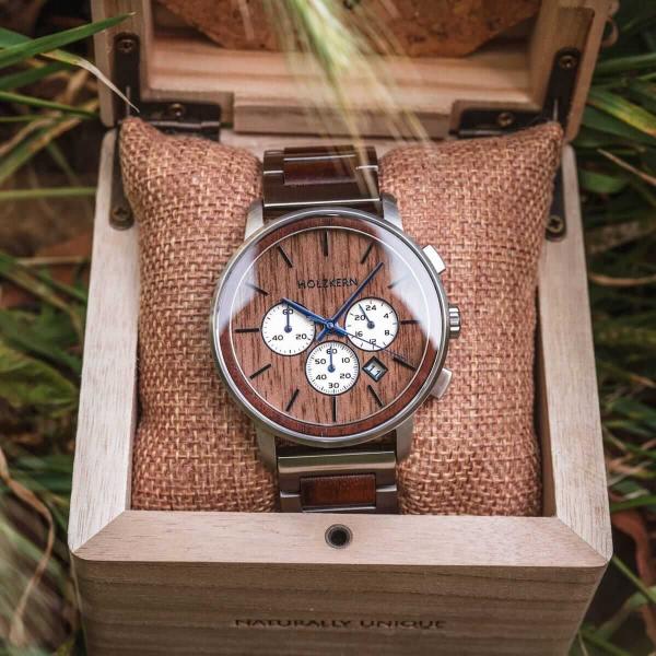 HOLZKERN | Sauvestre Shape Herren Chronograph Holzarmbanduhr