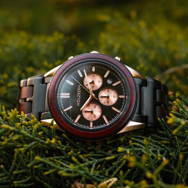 Chronograph Kerbholz Herren Black Holzkern Holzkern Uhr Shop