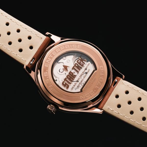 HOLZKERN | Star Trek NCC 1701 D Herren Armbanduhr (Jaspis / Rot)