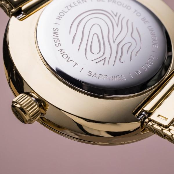 HOLZKERN | Suncatcher Damen Armbanduhr (Perlmutt / Gold)