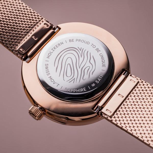 HOLZKERN | Suncatcher Damen Armbanduhr (Perlmutt / Roségold)