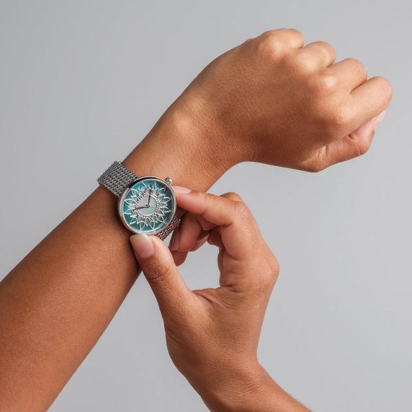 HOLZKERN | Suncatcher Damen Armbanduhr (Perlmutt / Silber)