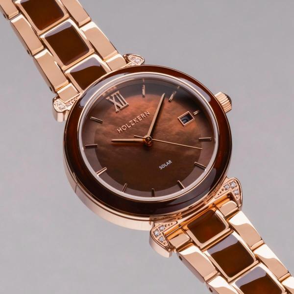 HOLZKERN | Sunglister Damen Solararmbanduhr (braun)