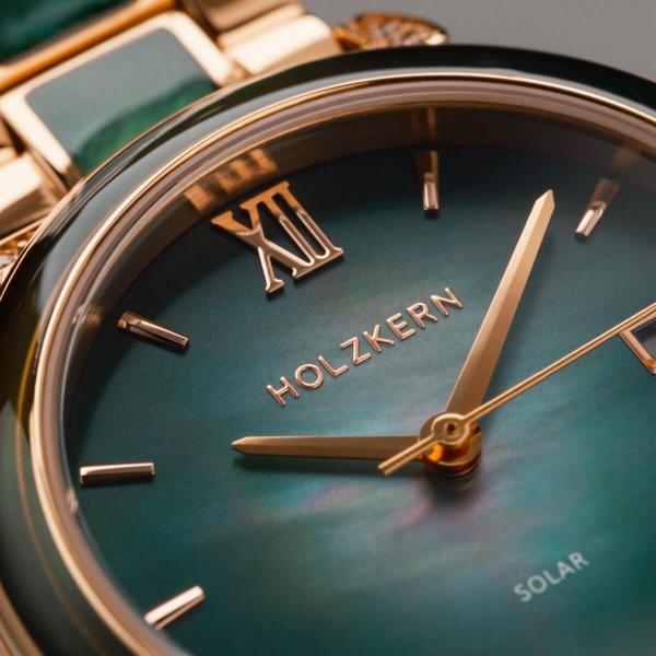 HOLZKERN | Sunglister Damen Solararmbanduhr (grün)