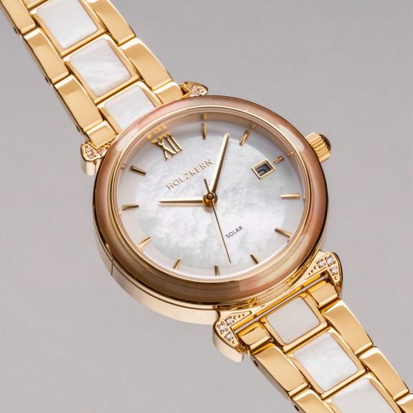 HOLZKERN | Sunglister Damen Solararmbanduhr (weiß)