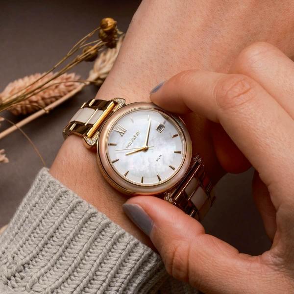 HOLZKERN | Sunglister Damen Solararmbanduhr (weiß)