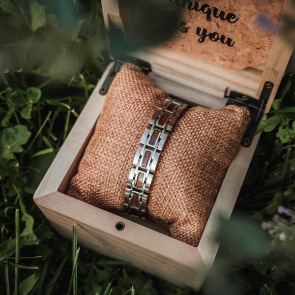 HOLZKERN | Tremolo (Walnussholz / Silber) Armband Bandlett