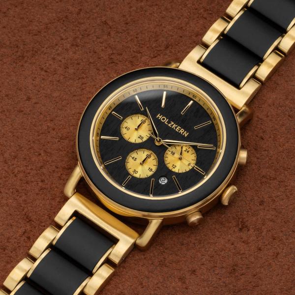 HOLZKERN | Zwielicht Horizont Herren Chronograph Ahornholz Gold