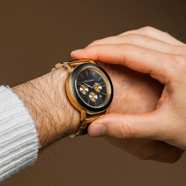 HOLZKERN | Zwielicht Horizont Herren Chronograph Ahornholz Gold