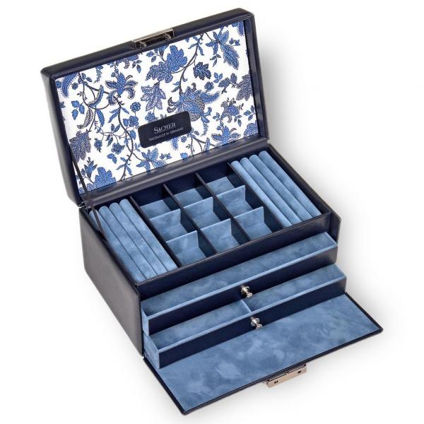 SACHER | Schmuckkoffer Elly Florage Echtleder navy (25.501.014008)