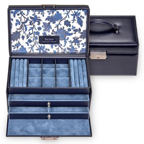 SACHER | Schmuckkoffer Elly Florage Echtleder navy (25.501.014008)