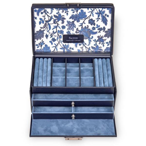 SACHER | Schmuckkoffer Elly Florage Echtleder navy (25.501.014008)