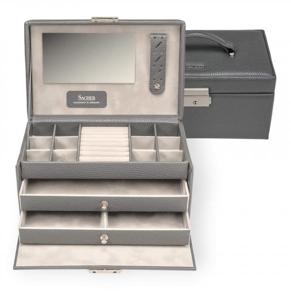 Preview: SACHER | Schmuckkoffer Emma Granello Vollrindleder grau (24.520.111621)