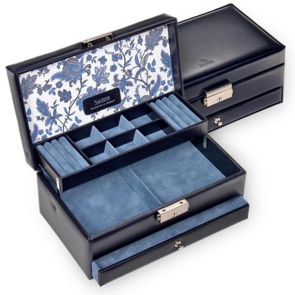 SACHER | Schmuckkasten Helen Florage Echtleder navy (34.501.014008)