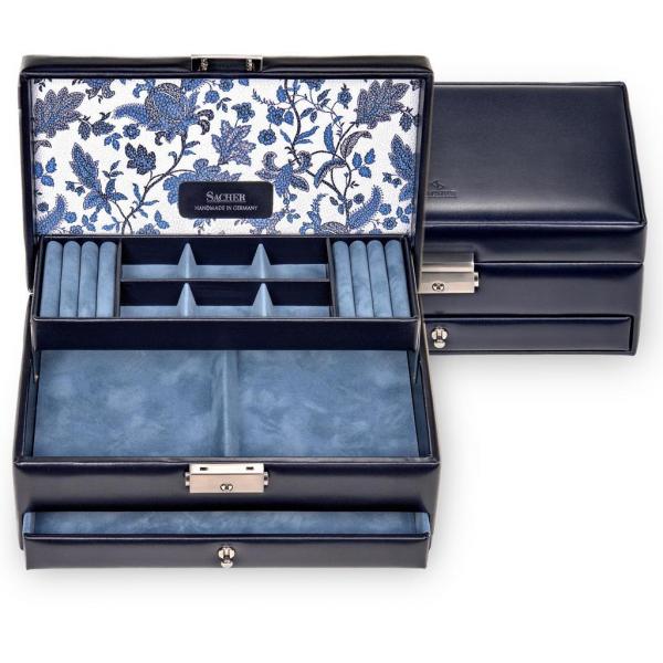 SACHER | Schmuckkasten Helen Florage Echtleder navy (34.501.014008)
