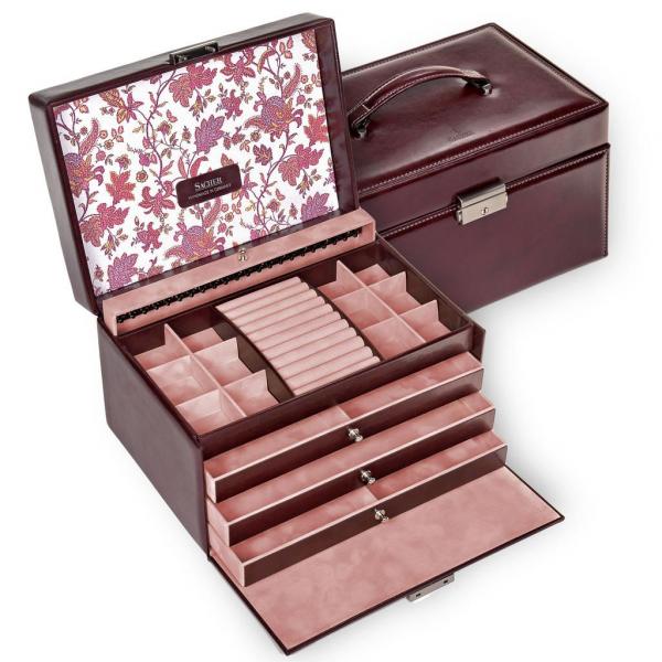 SACHER | Schmuckkoffer Jasmin Florage Leder bordeaux (72.501.360102)