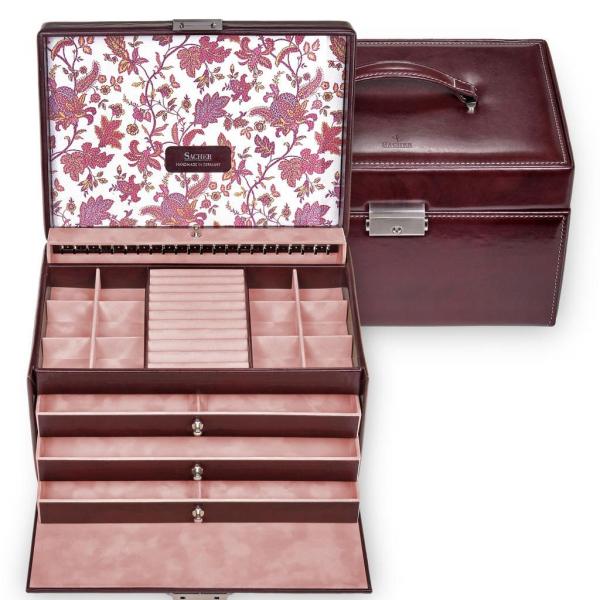 SACHER | Schmuckkoffer Jasmin Florage Leder bordeaux (72.501.360102)