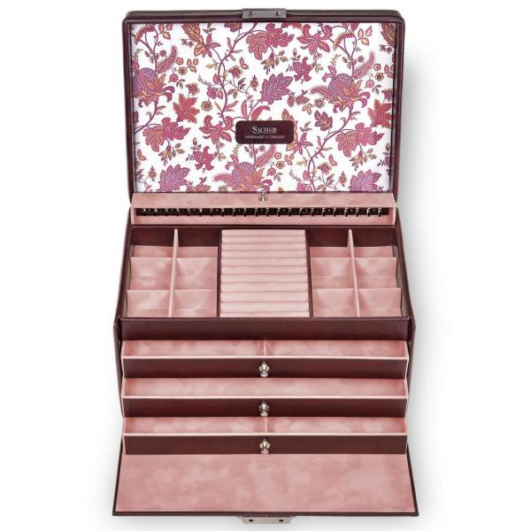 SACHER | Schmuckkoffer Jasmin Florage Leder bordeaux (72.501.360102)