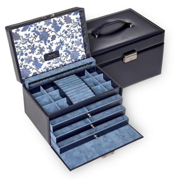 SACHER | Schmuckkoffer Jasmin Florage Leder navy (72.501.014008))