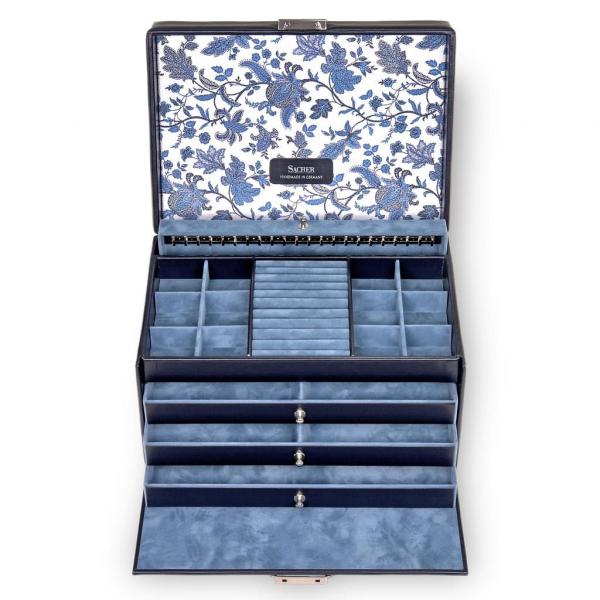 SACHER | Schmuckkoffer Jasmin Florage Leder navy (72.501.014008))