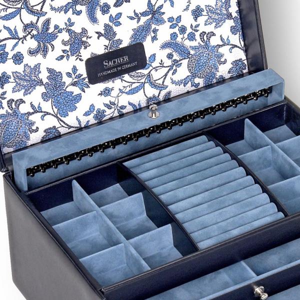 SACHER | Schmuckkoffer Jasmin Florage Leder navy (72.501.014008))