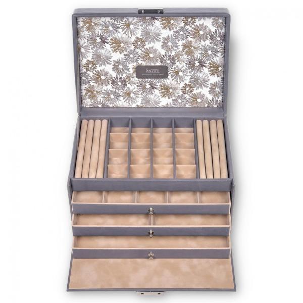 SACHER | Schmuckkoffer Lena Fleur Venice Echtleder Vollrindleder grau (77.510.561643)