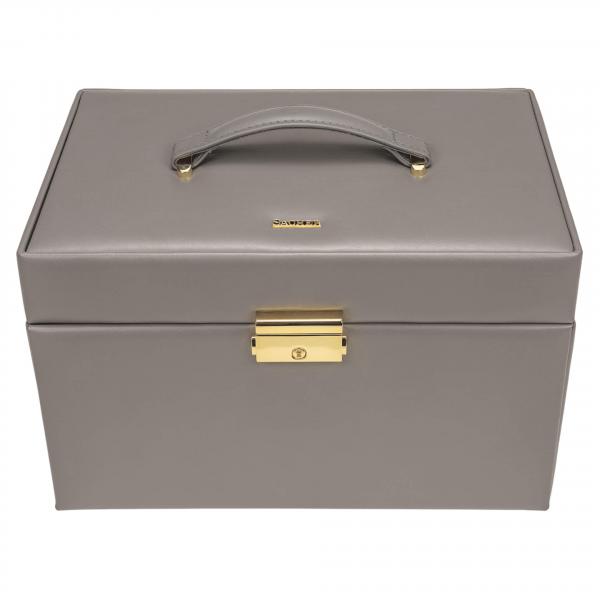 SACHER | Schmuckkoffer Lena Fleur Venice Echtleder Vollrindleder grau schwarz (77.510.561643)