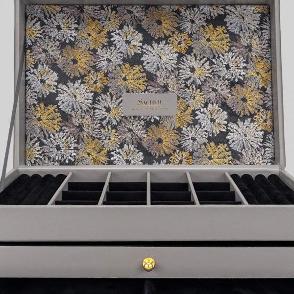 SACHER | Schmuckkoffer Lena Fleur Venice Echtleder Vollrindleder grau schwarz (77.510.561643)