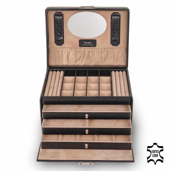 SACHER | Schmuckkoffer Lena New Classic Echtleder schwarz (77.107.010443)