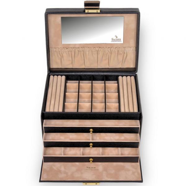 SACHER | Schmuckkoffer Lena Saffiano Lederimitat schwarz (77.000.120443)